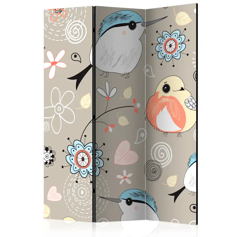 Rumsavdelare Skärmvägg Arkiio Natural Pattern With Birds 135x172 cm