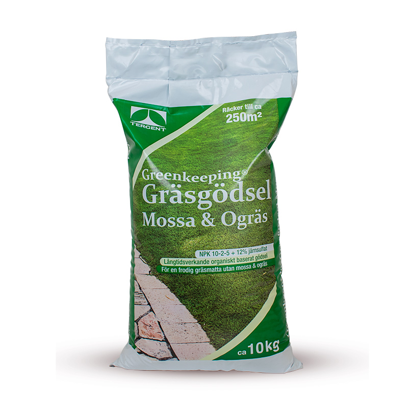 Gräsgödsel Tergent Greenkeeping Mossa 10kg, Organiskt Gräsmattegödsel med Järnsulfat