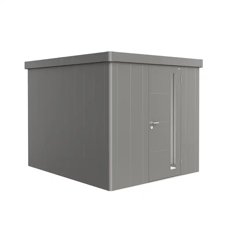 Trägård skjul Neo 3B med Standarddörr, metallic kvarts-grå Kvartsgrå