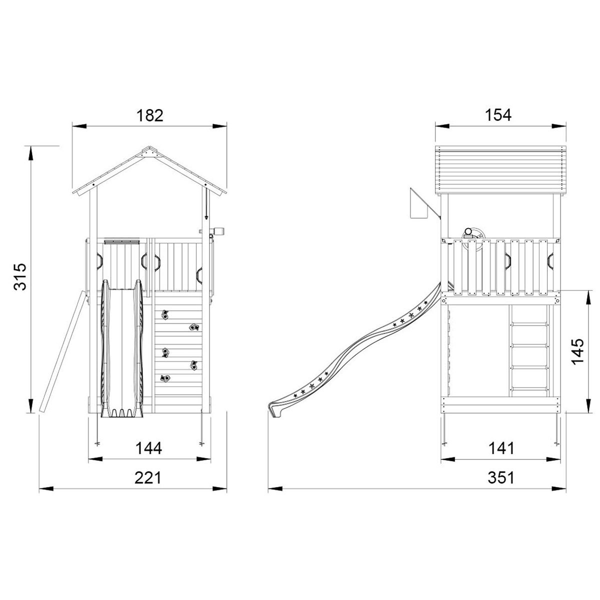 Jungle Gym Sierra lektorn komplett inkl. grön rutschkana Grön