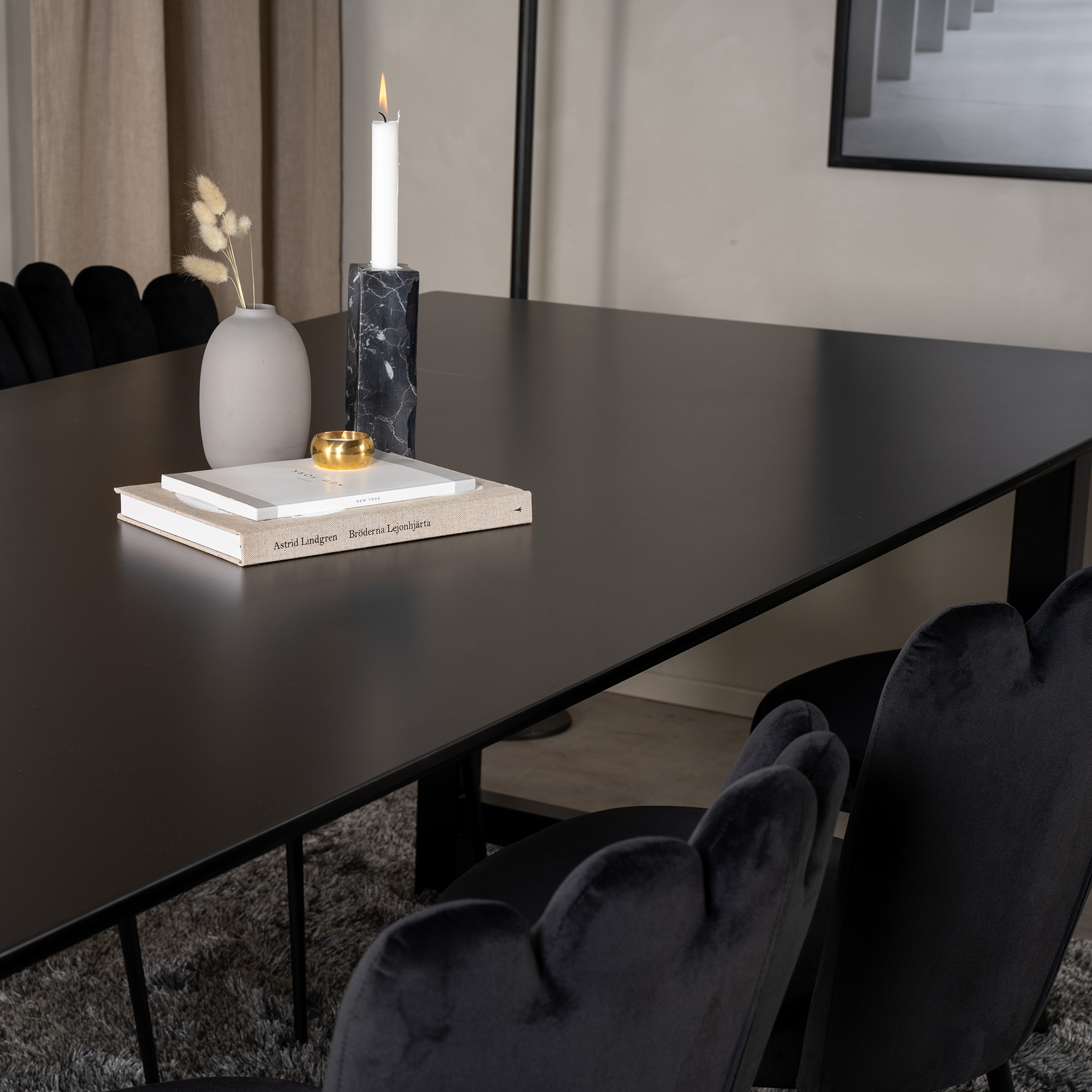 Count Matbord - Svart - 220*100*H75+Limhamn Light - Chair - Svart