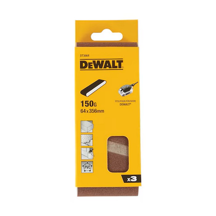Slipband DeWalt DT3664 64x356 mm 3-Pack med 150 Korn