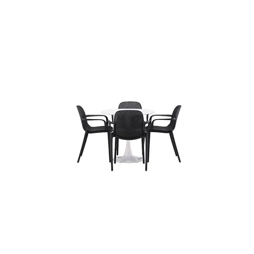 Matgrupp Venture Home Hamden Ø80 cm med 4 Baltimore stolar