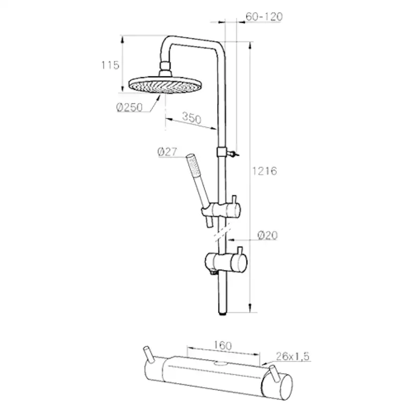 Takduschset Mora INXX Shower Kit