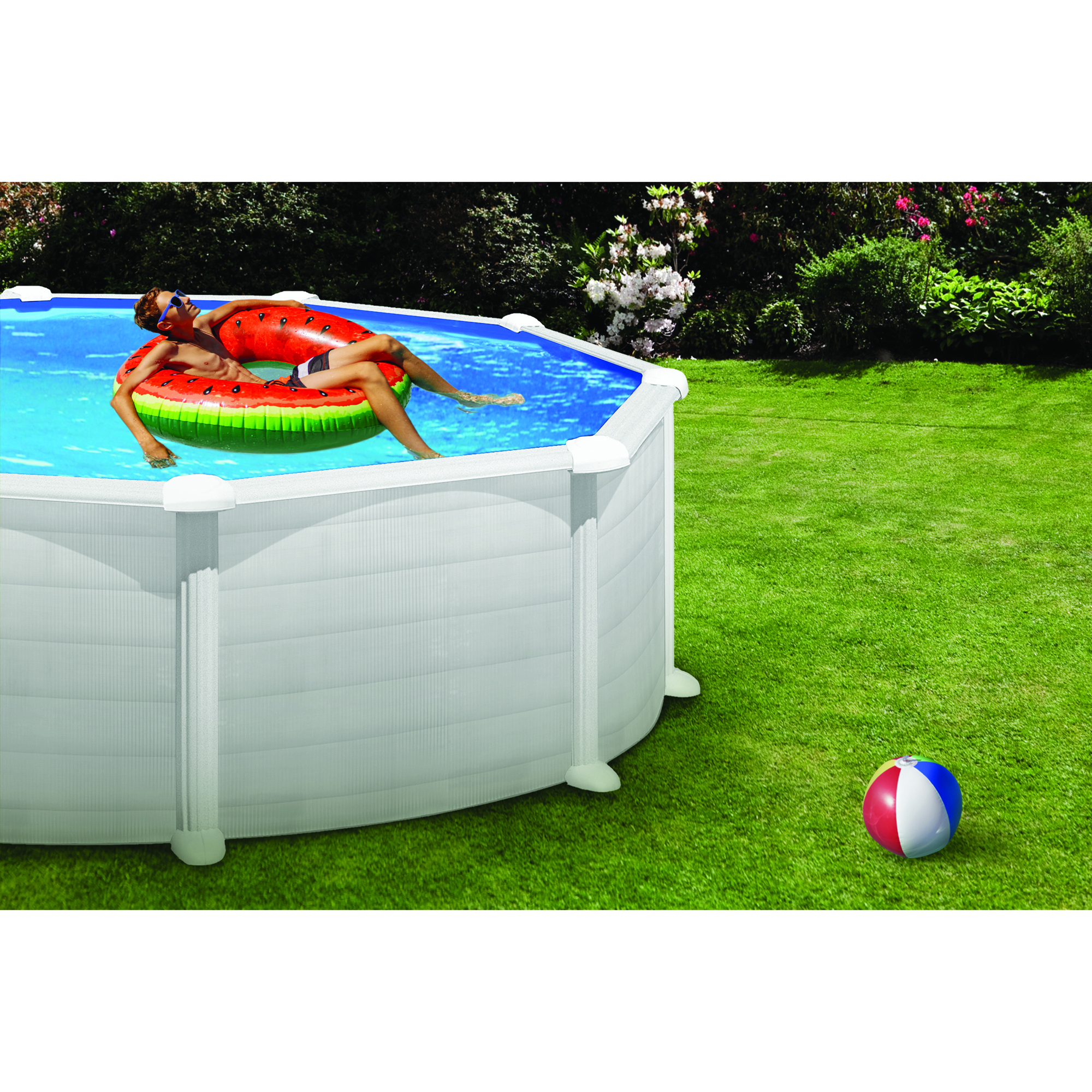 Basic Pool Rund Ø350 x 132 cm, Vit Ø350 cm, Djup: 132 cm, Färg:  Vit