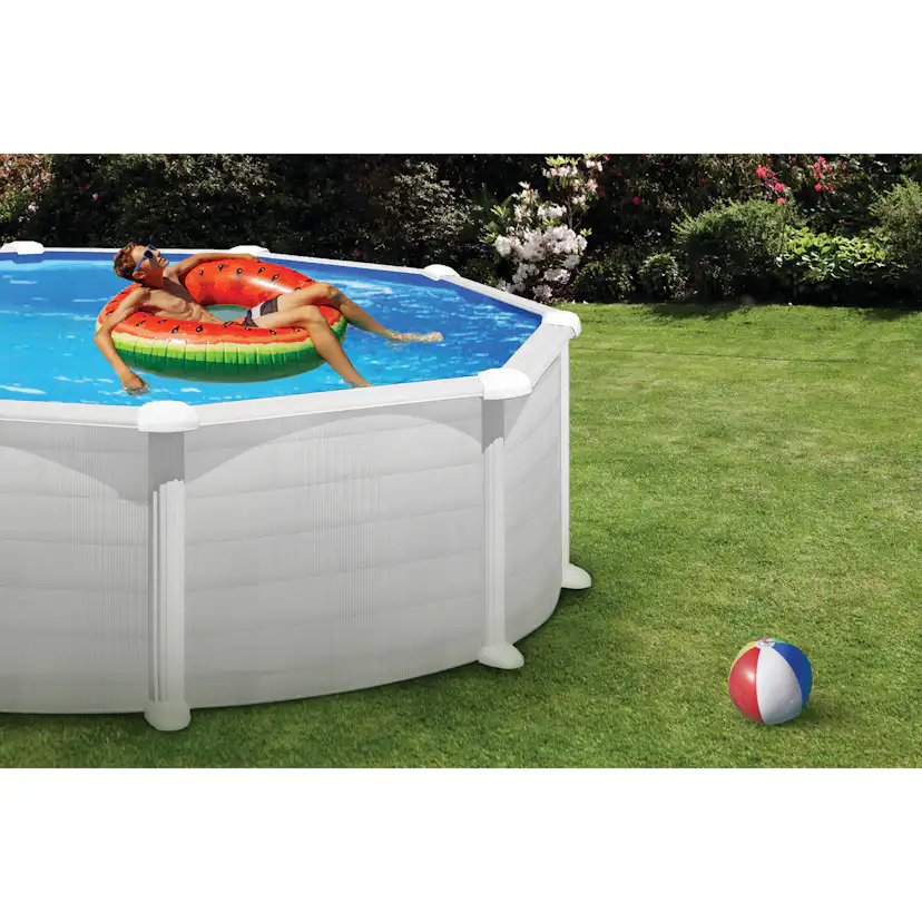 Basic Pool Rund Ø350 x 132 cm, Vit Ø350 cm, Djup: 132 cm, Färg: Vit
