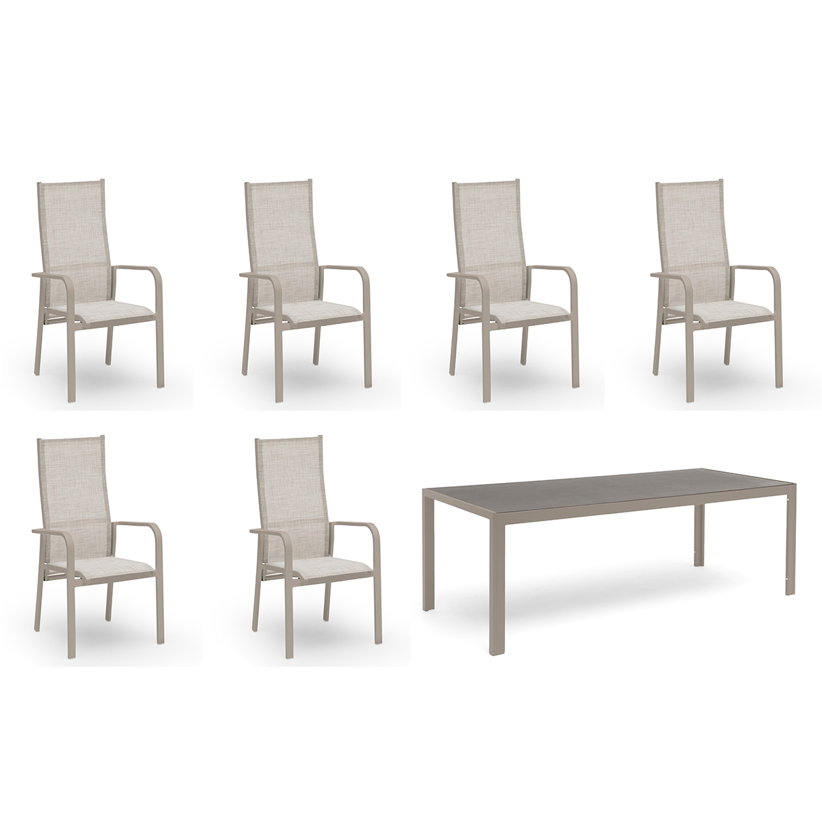 Matgrupp Utomhus Hillerstorp Hånger 6st Positionsfåtöljer med Trädgårdsbord 90x210 cm