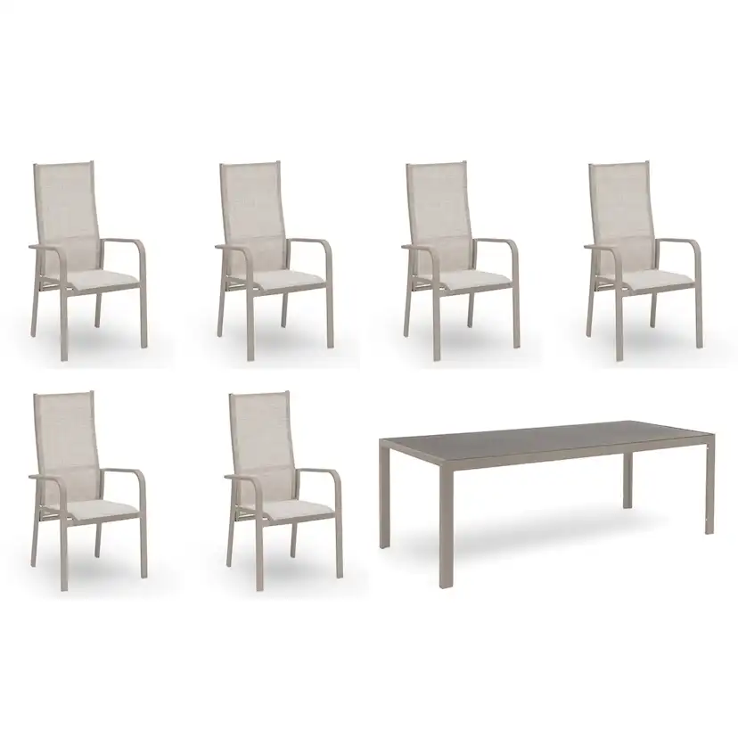Matgrupp Utomhus Hillerstorp Hånger 6st Positionsfåtöljer med Trädgårdsbord 90x210 cm
