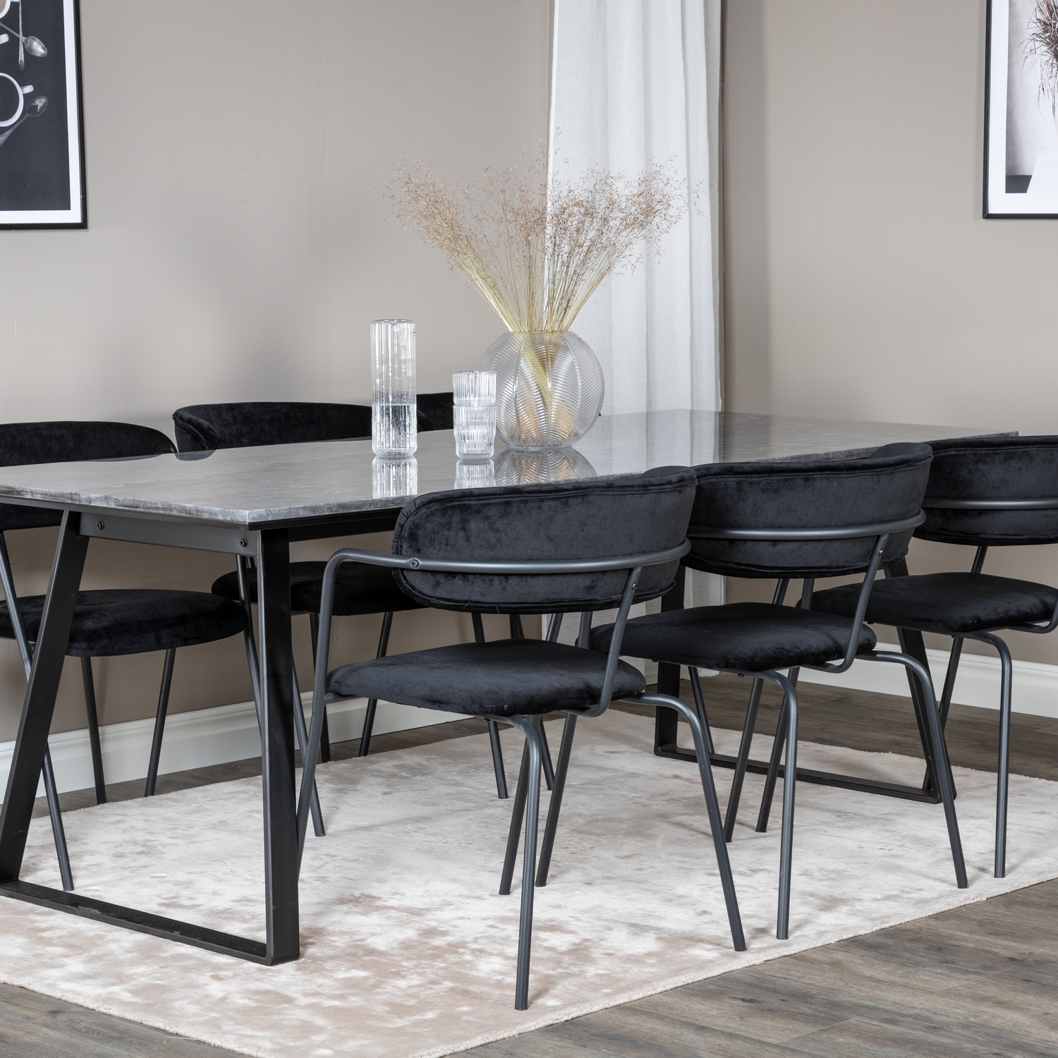 Estelle Dining Table 200x90 cm+Arrow armchair Svart