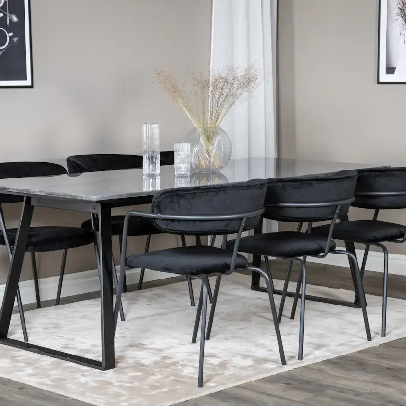 Estelle Dining Table 200x90 cm+Arrow armchair Svart