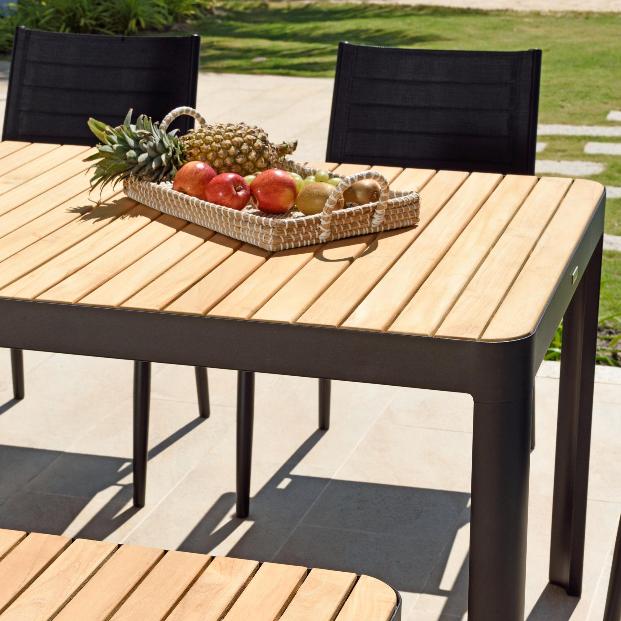 Matgrupp LifestyleGarden Portals Dark 161 med 4 Stolar och Bänk