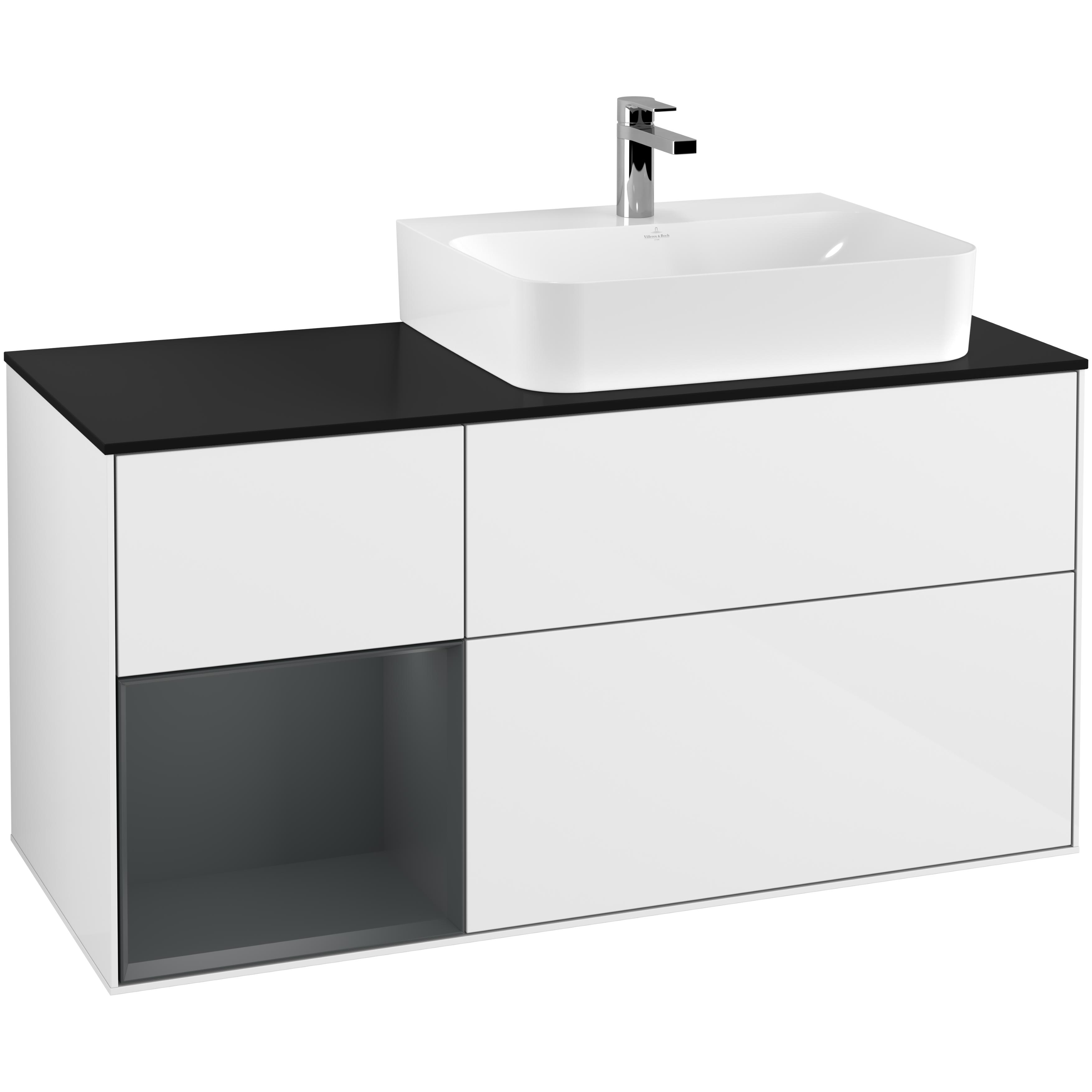 Tvättställsskåp Villeroy & Boch Finion med 3 Lådor Hylla och Bänkskiva för Ocentrerat Tvättställ