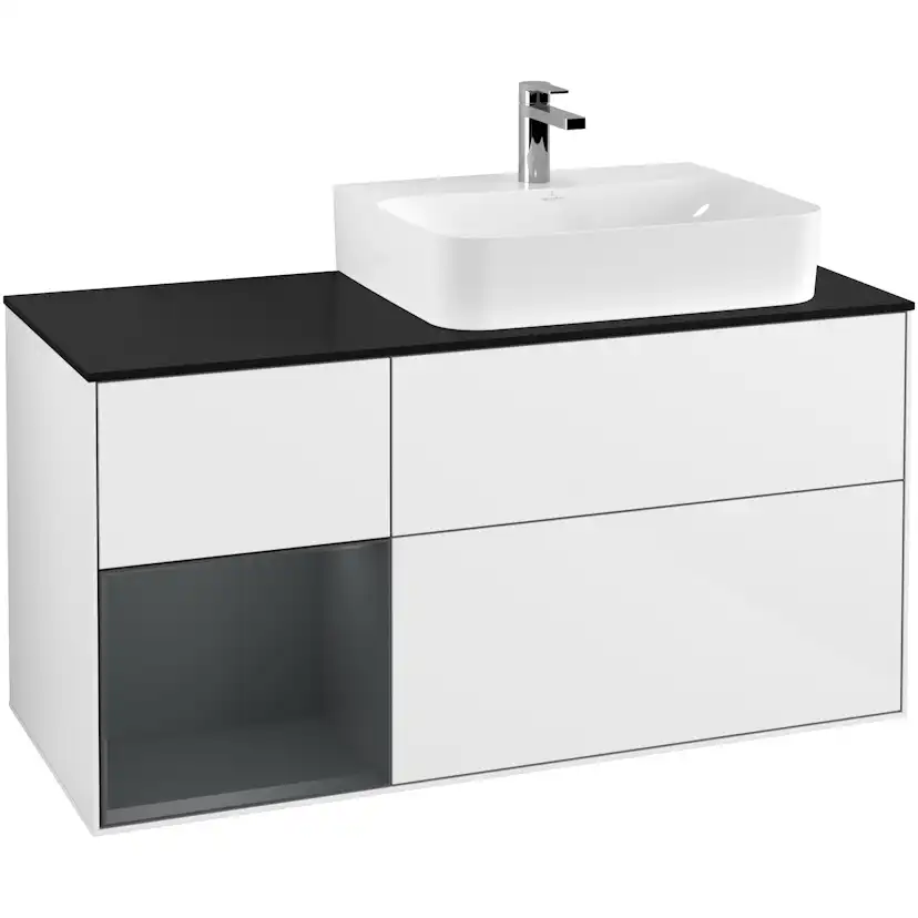 Tvättställsskåp Villeroy & Boch Finion med 3 Lådor Hylla och Bänkskiva för Ocentrerat Tvättställ