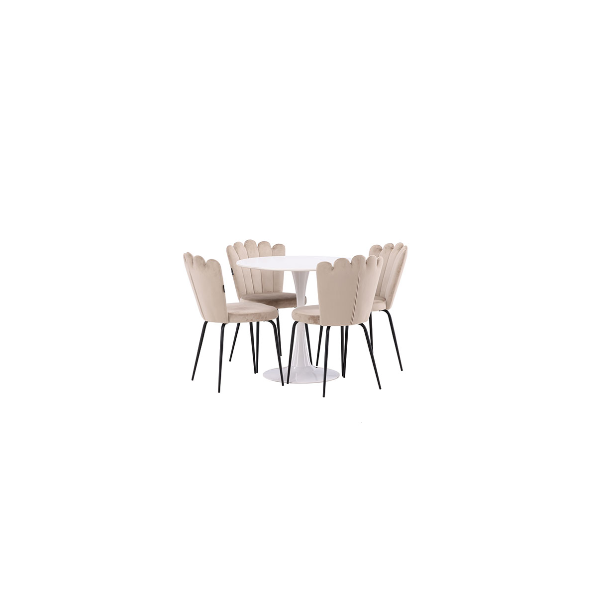 Matgrupp Venture Home Hamden Ø80 cm med 4 Limhamn Light stolar
