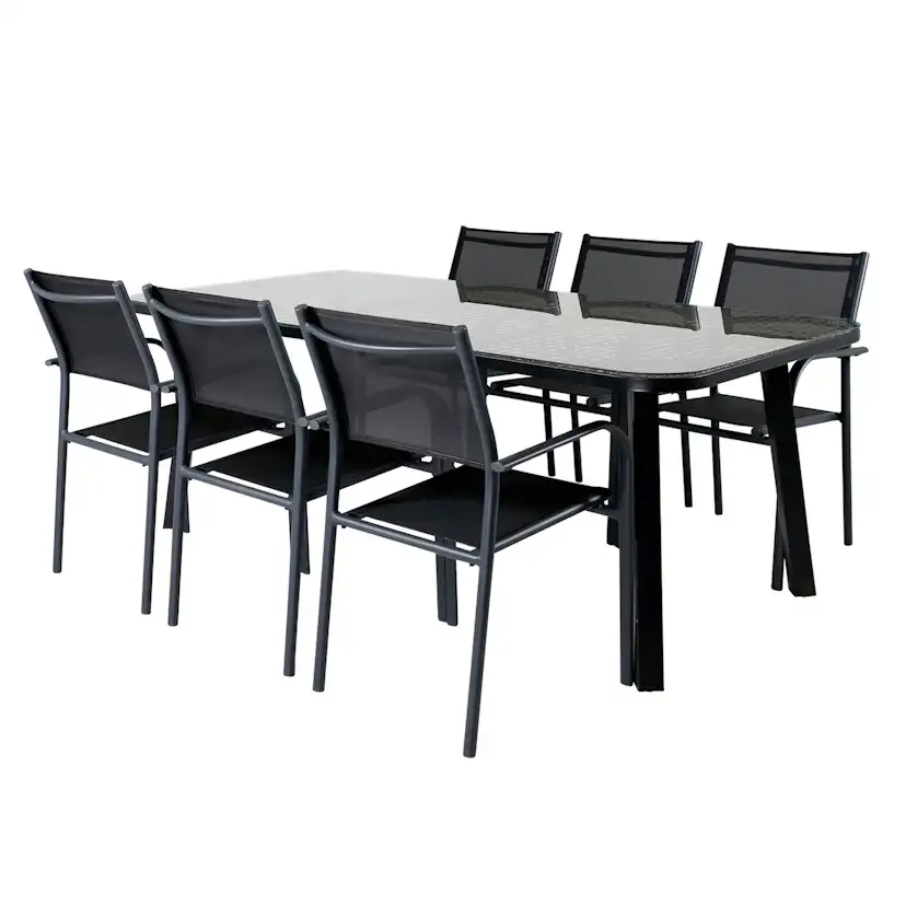 Matgrupp Venture Home Peoria med 6 Siri Stapelbara Matstolar