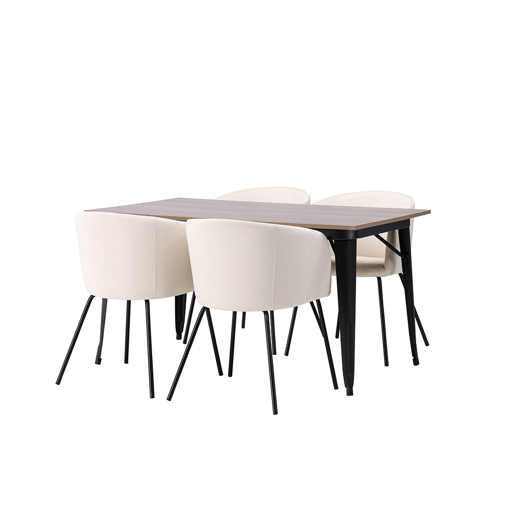 Matgrupp Venture Home Tempe 140 cm med 4 Berit Stolar Sammet
