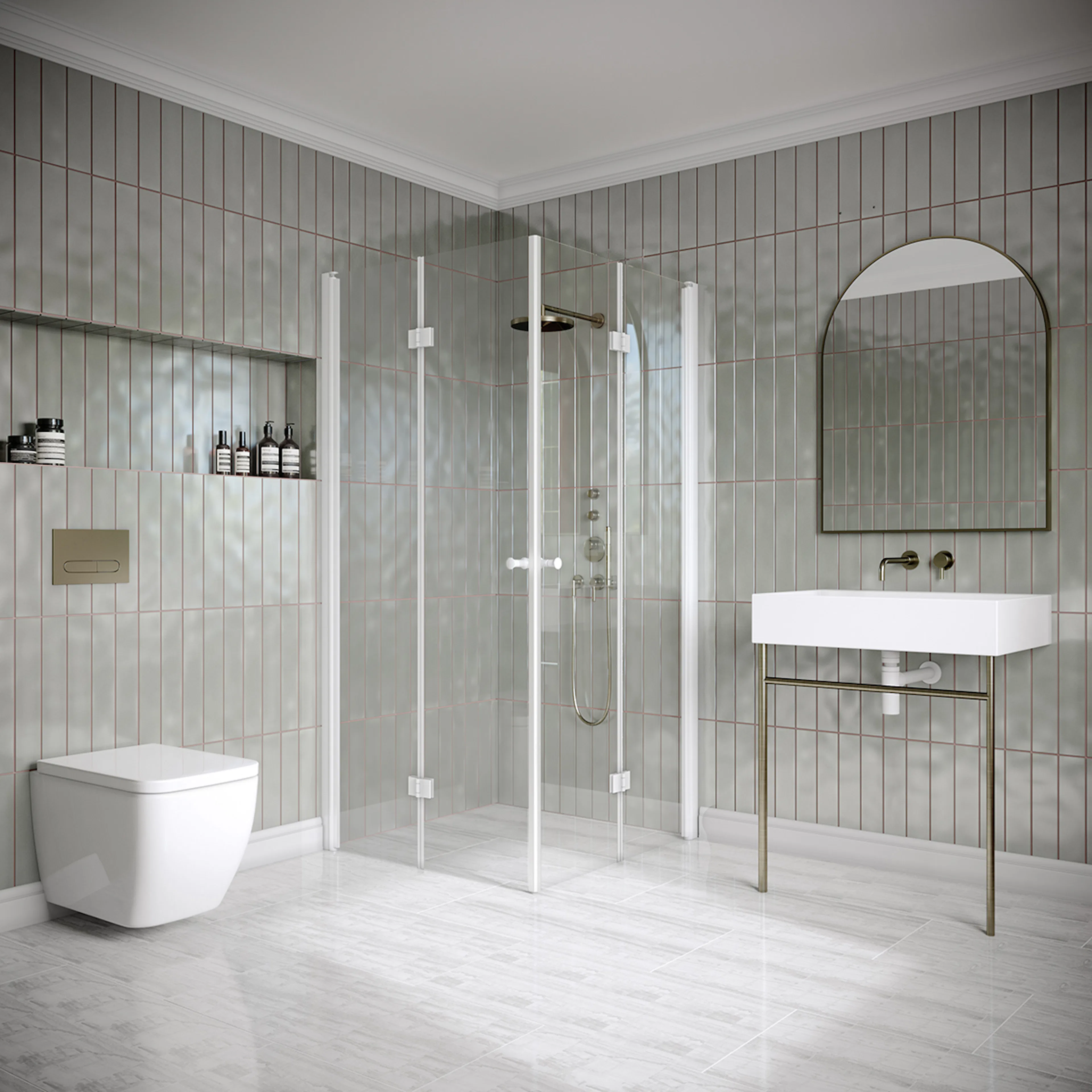 Hietakari Classic 150 695x695x1900 mm, Klarglas, Vita profiler