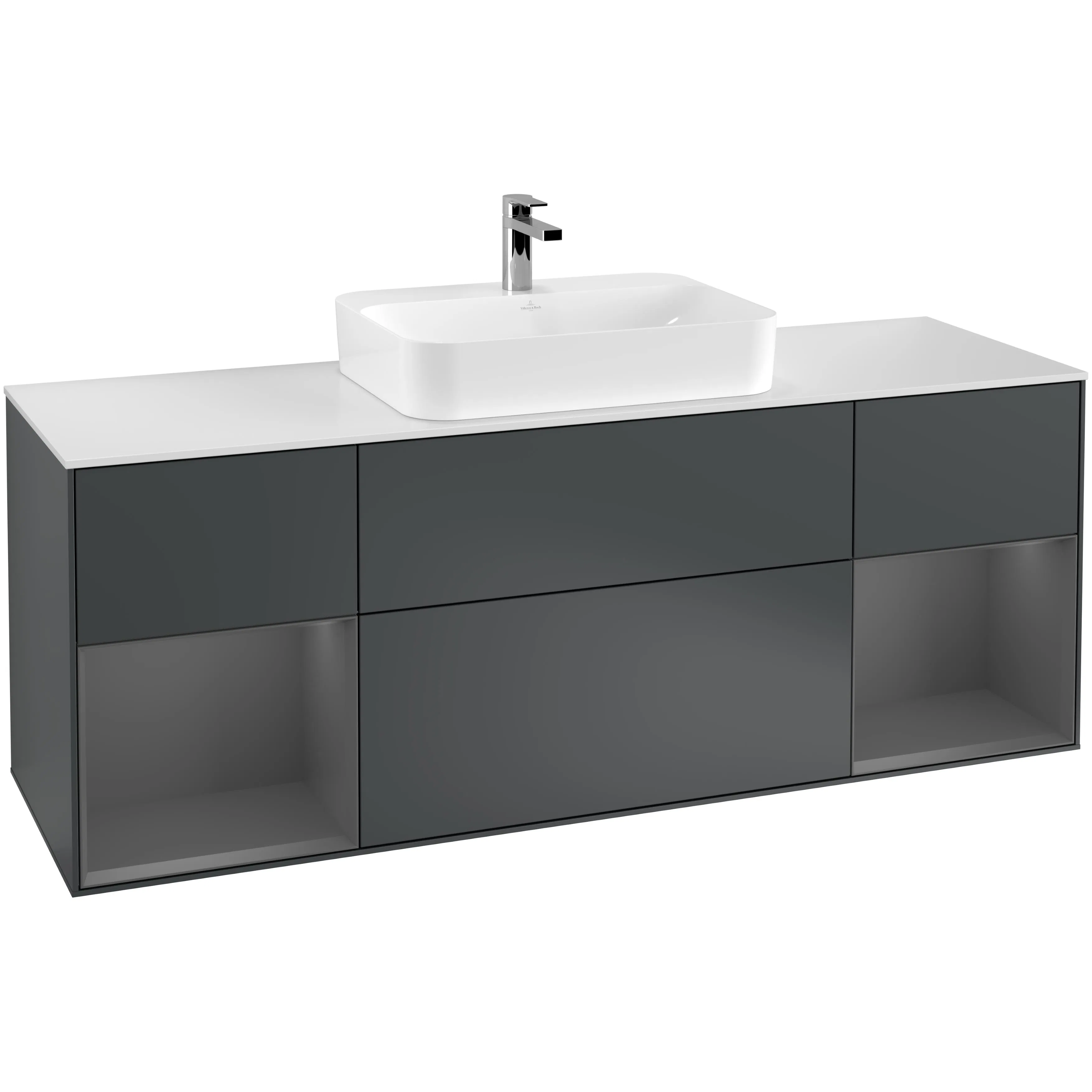 Tvättställsskåp Villeroy & Boch Finion med Två Hyllor och Bänkskiva för Ytmonterat Tvättställ