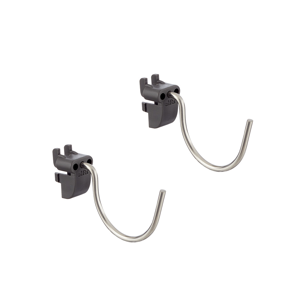 Liten Rund Krok Elfa Garage+ för Förvaringstavla 2-pack