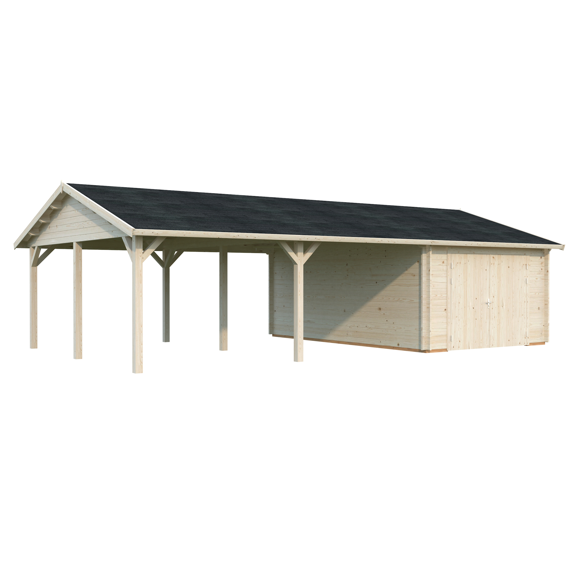 Garage Palmako Roger med Carport 53,1 m2 och Slagport