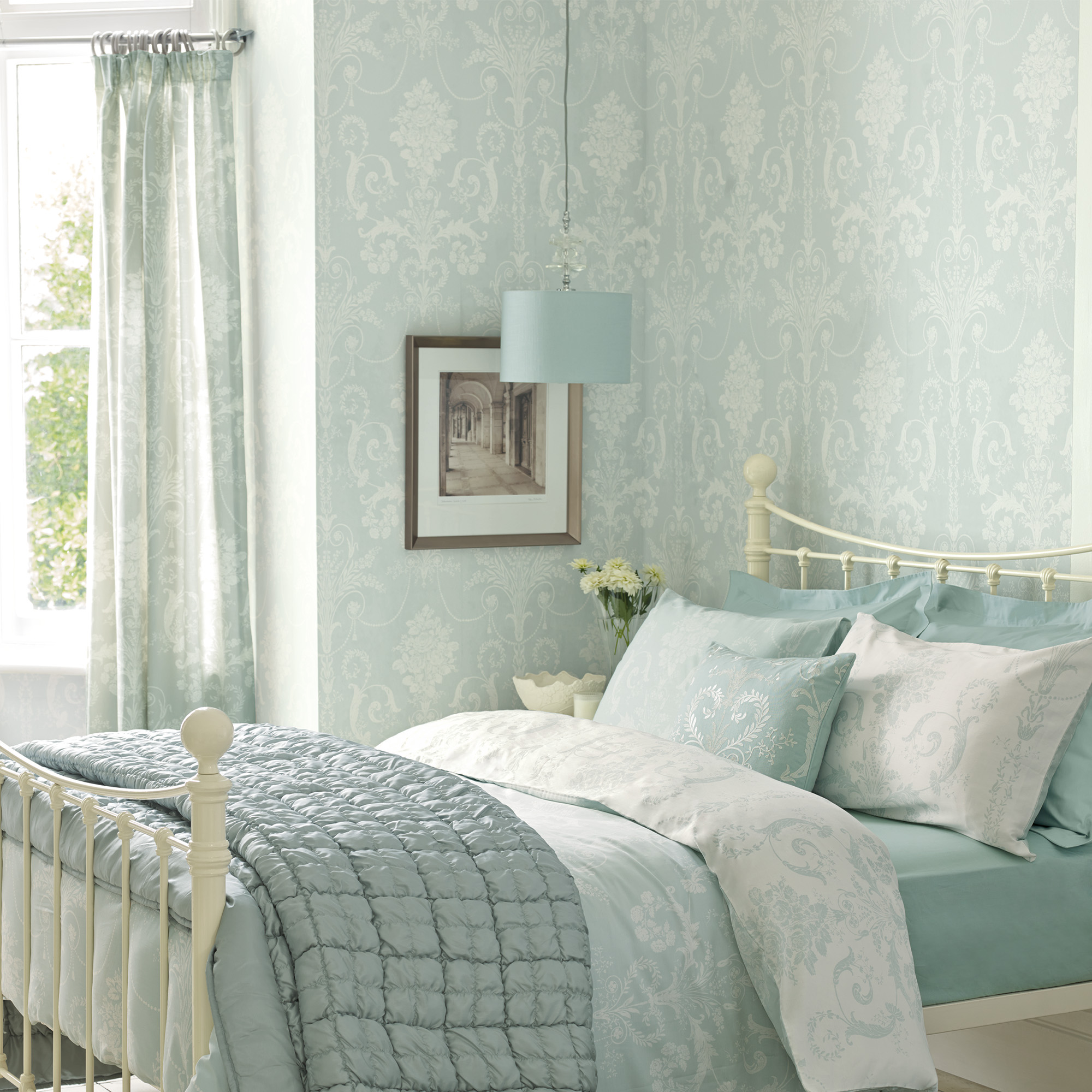 Tapet Laura Ashley Josette Enteneier Blå