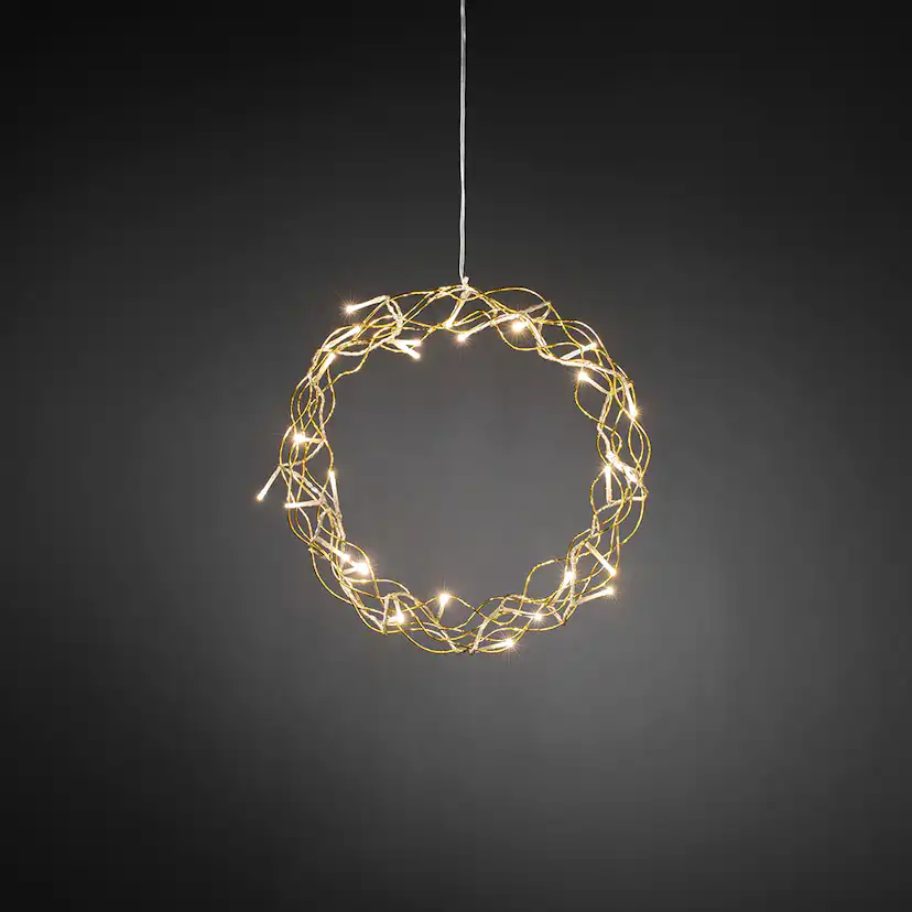 Krans 30 varmvita LED 32cm metall guld 24V/IP20 Guld