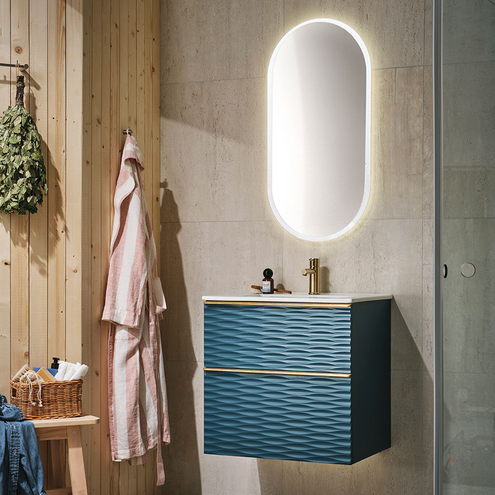 Tvättställsskåp Alterna Isella Aqua Wave med Ariella Mineralkomposit Tvättställ