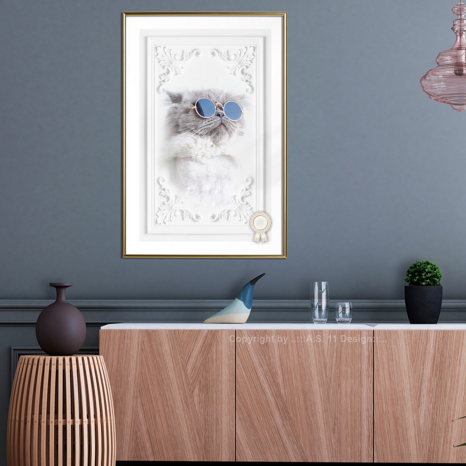 Poster Artgeist Affisch Cat with Glasses