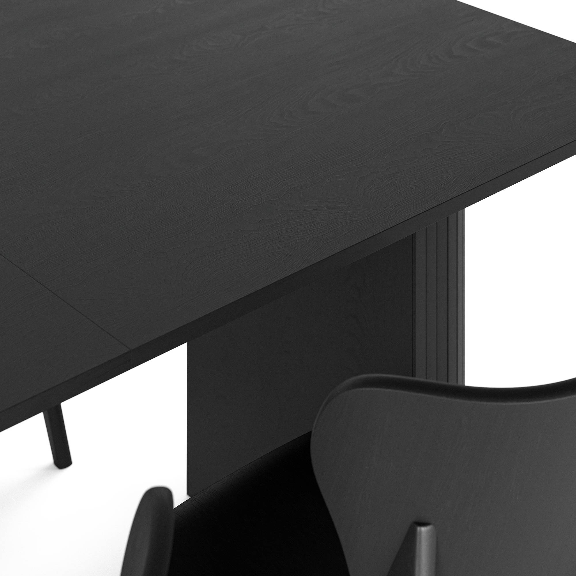 Matgrupp Bark Kopparbo Rektangulärt Matbord 180-240 cm Förlängningsbartt med 4 Jerup Matstol