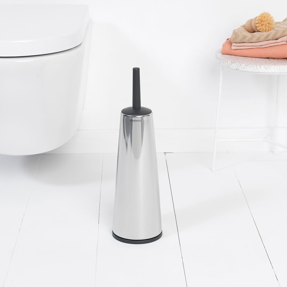 Toalettborste Brabantia med hållare för golv med plasthandta Färg: Blank Stål