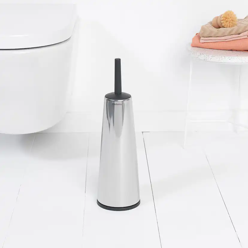 Toalettborste Brabantia med hållare för golv med plasthandta Färg: Blank Stål
