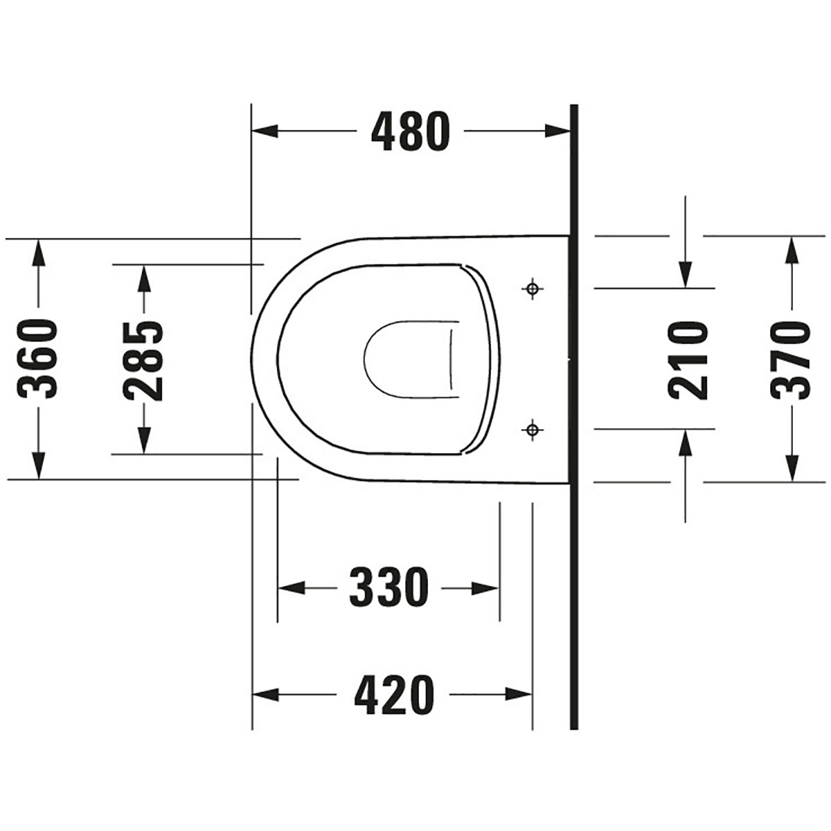 Vägghängd Toalettstol Duravit ME by Starck Rimless 253009 inkl Toalettsits