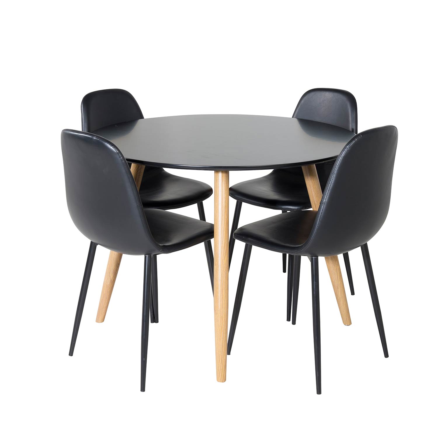 Matgrupp Venture Home Plake med 4 Pobbie Stolar Konstläder Runt