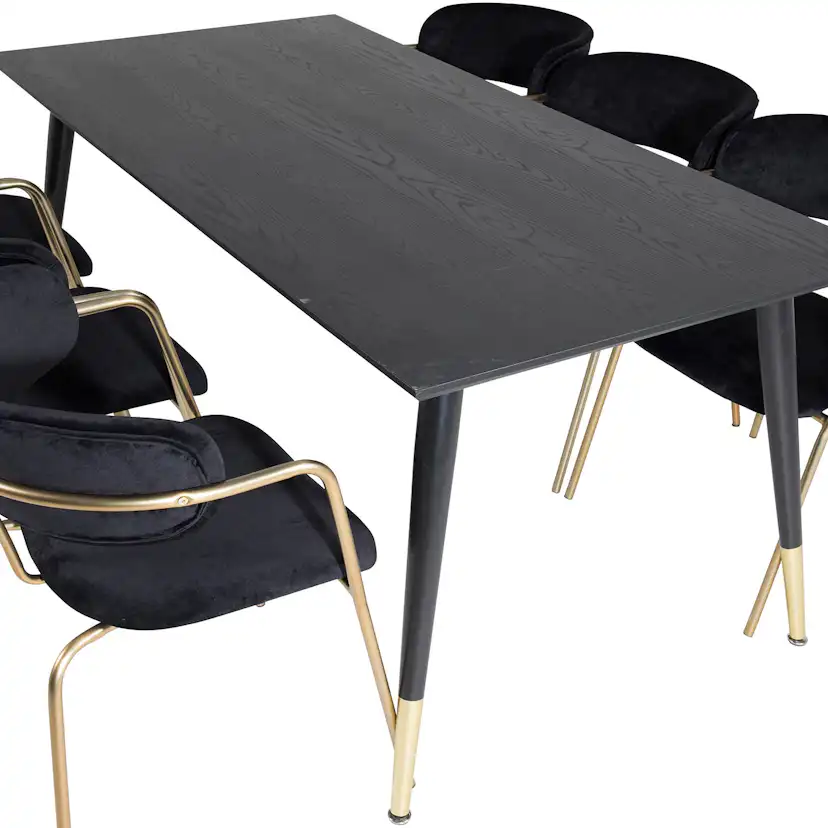 DippTable -Black Brass+Arrow armchair- Black_6 Svart/Mässing/Svart