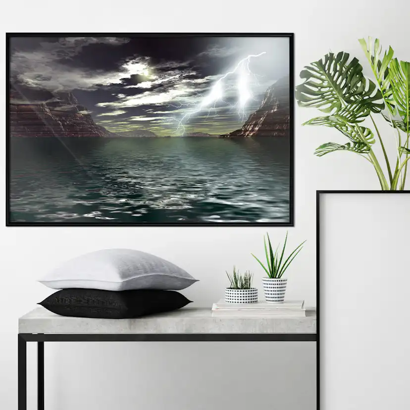 Poster Artgeist Affisch Storm on the Lake