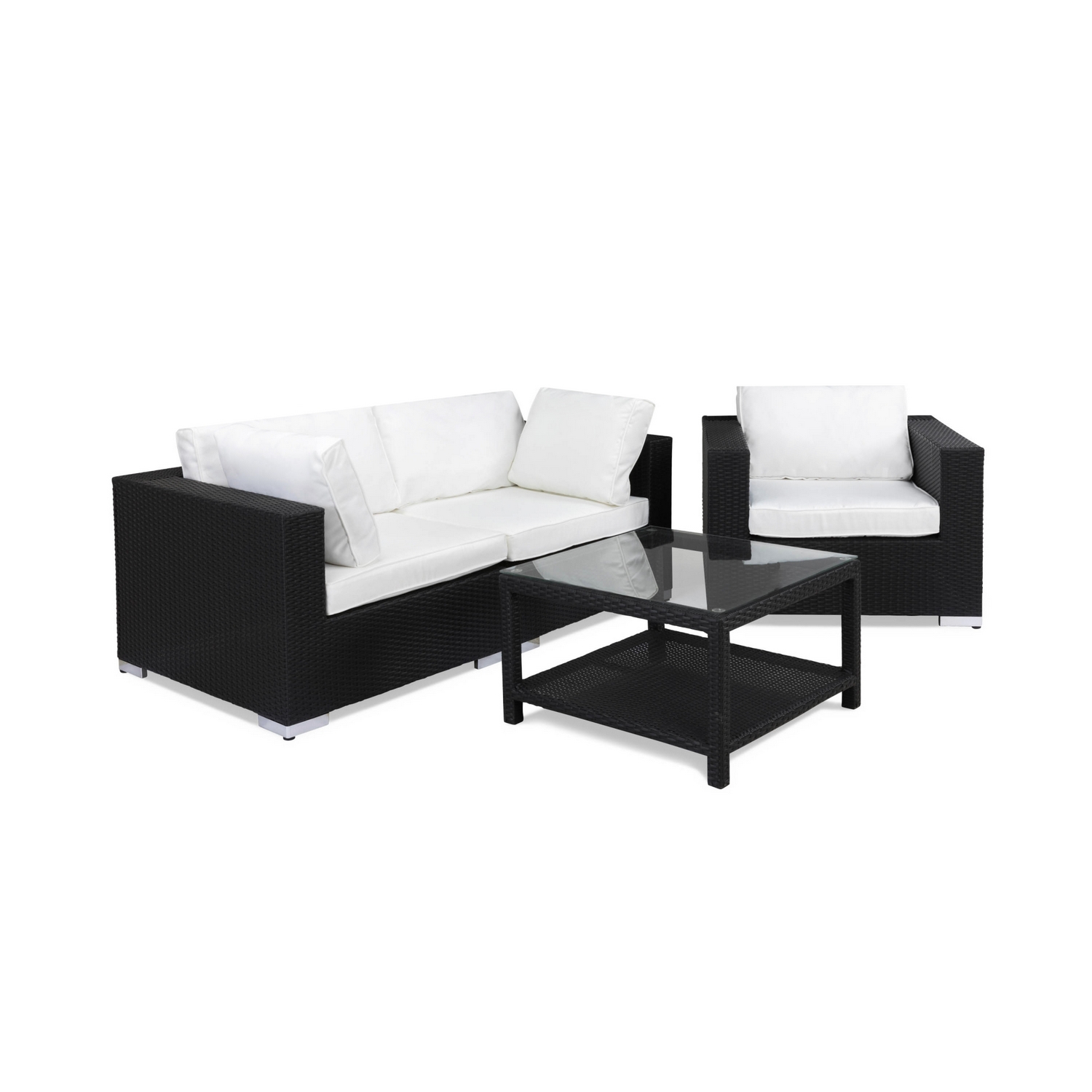 Loungegrupp Comfort Garden Bahamas 3-sits med Utebord 75x75 och Utefåtölj Utomhus
