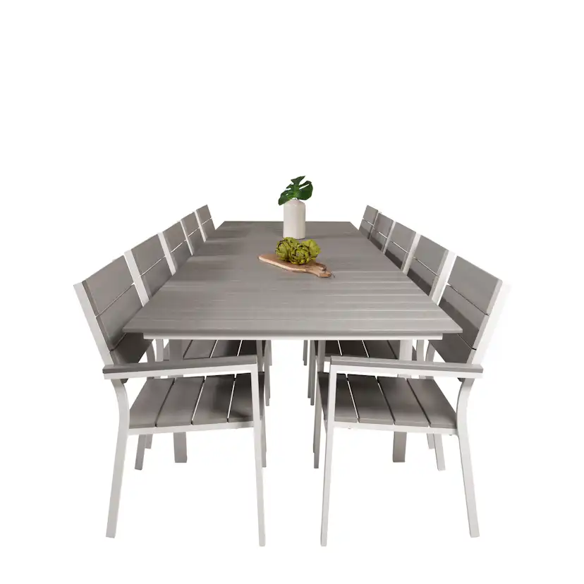 Levels Dining Table 224/324*100 - White Alu / Grey Aintwood Vit/Grå