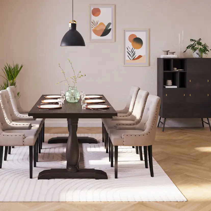 Matgrupp Bloomington Dijon Rektangulärt Matbord 200 cm med 6 Viktoria Matstol