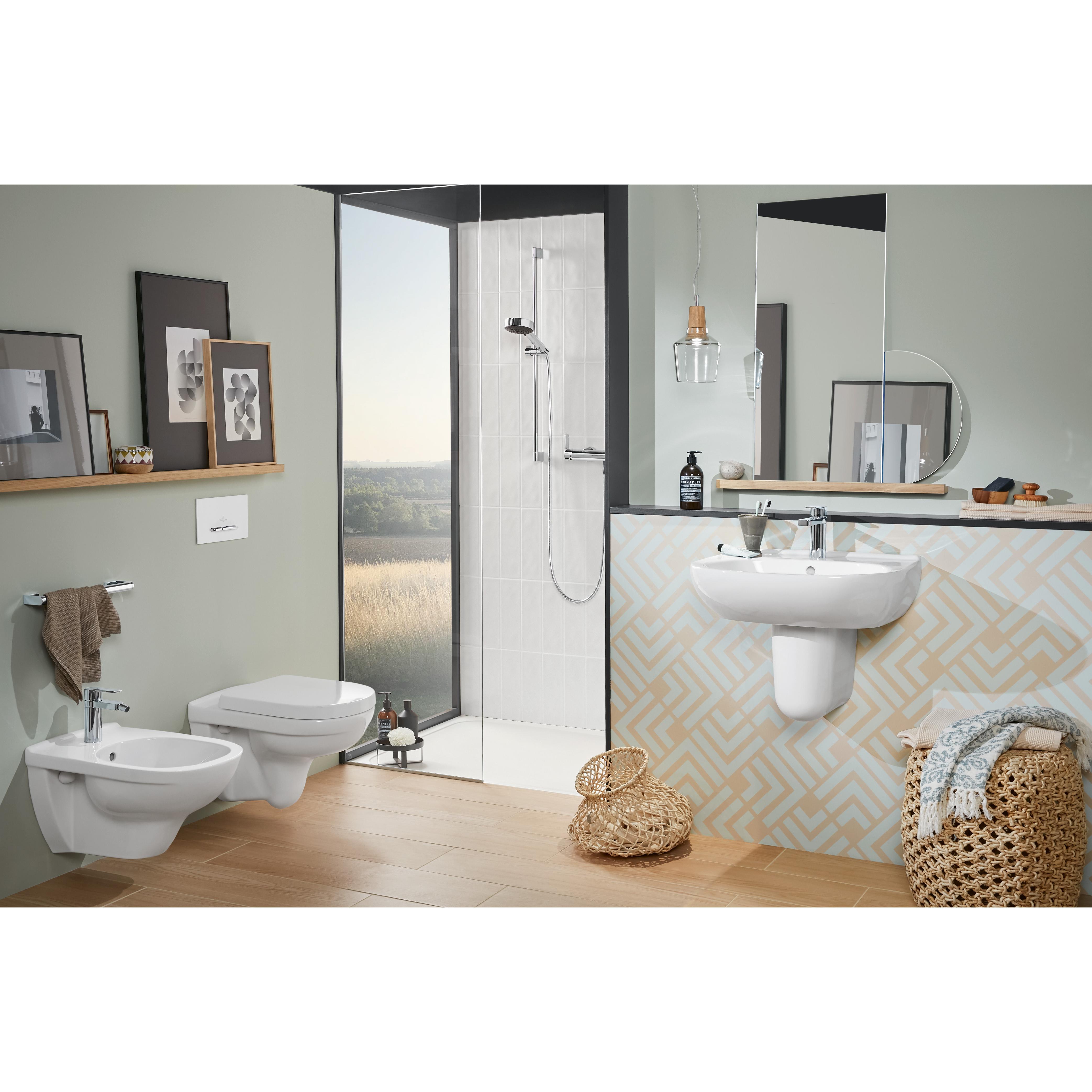 Vägghängd toalett Villeroy & Boch O.novo 5660H101 Vit Alpin, utan Ceramic Plus med Toalettsits, med spolkant
