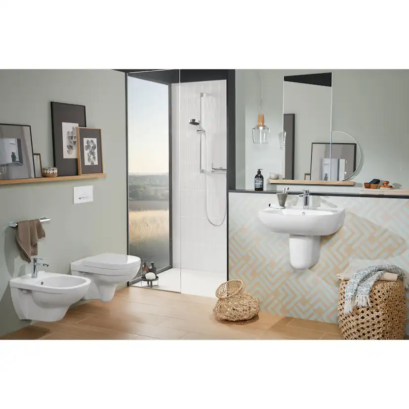 Vägghängd toalett Villeroy & Boch O.novo 5660H101 Vit Alpin, utan Ceramic Plus med Toalettsits, med spolkant
