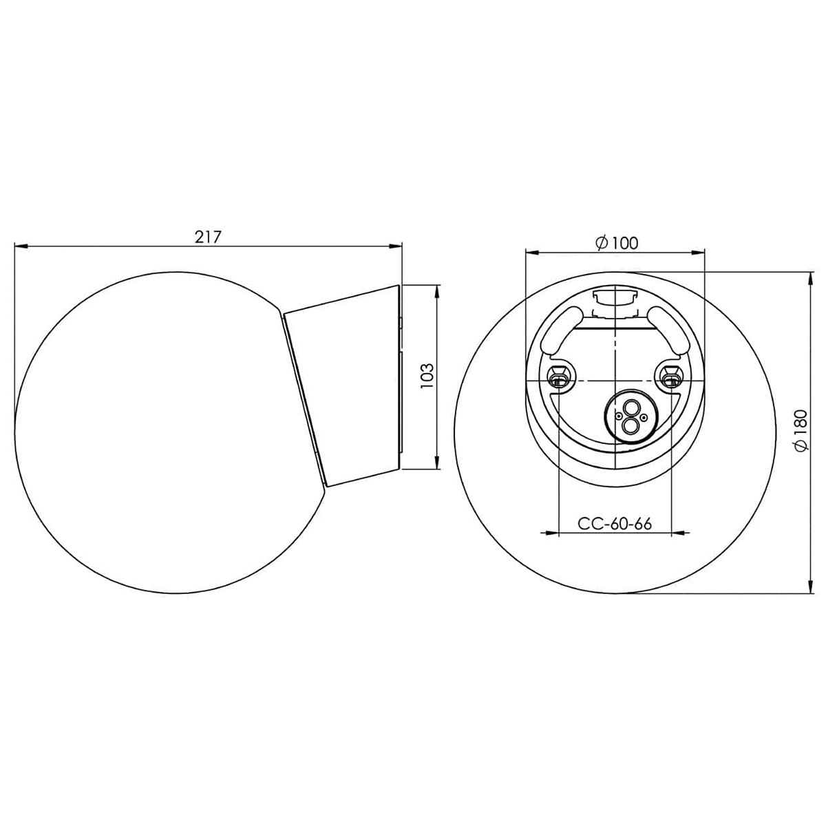 Vägglampa Ifö Electric Classic Glob Blank Sned IP54