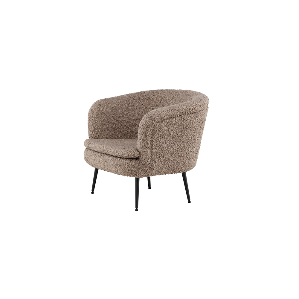 Fåtölj Vind Nordkoster Mörkbeige Teddytyg & Ben i Svart Stål