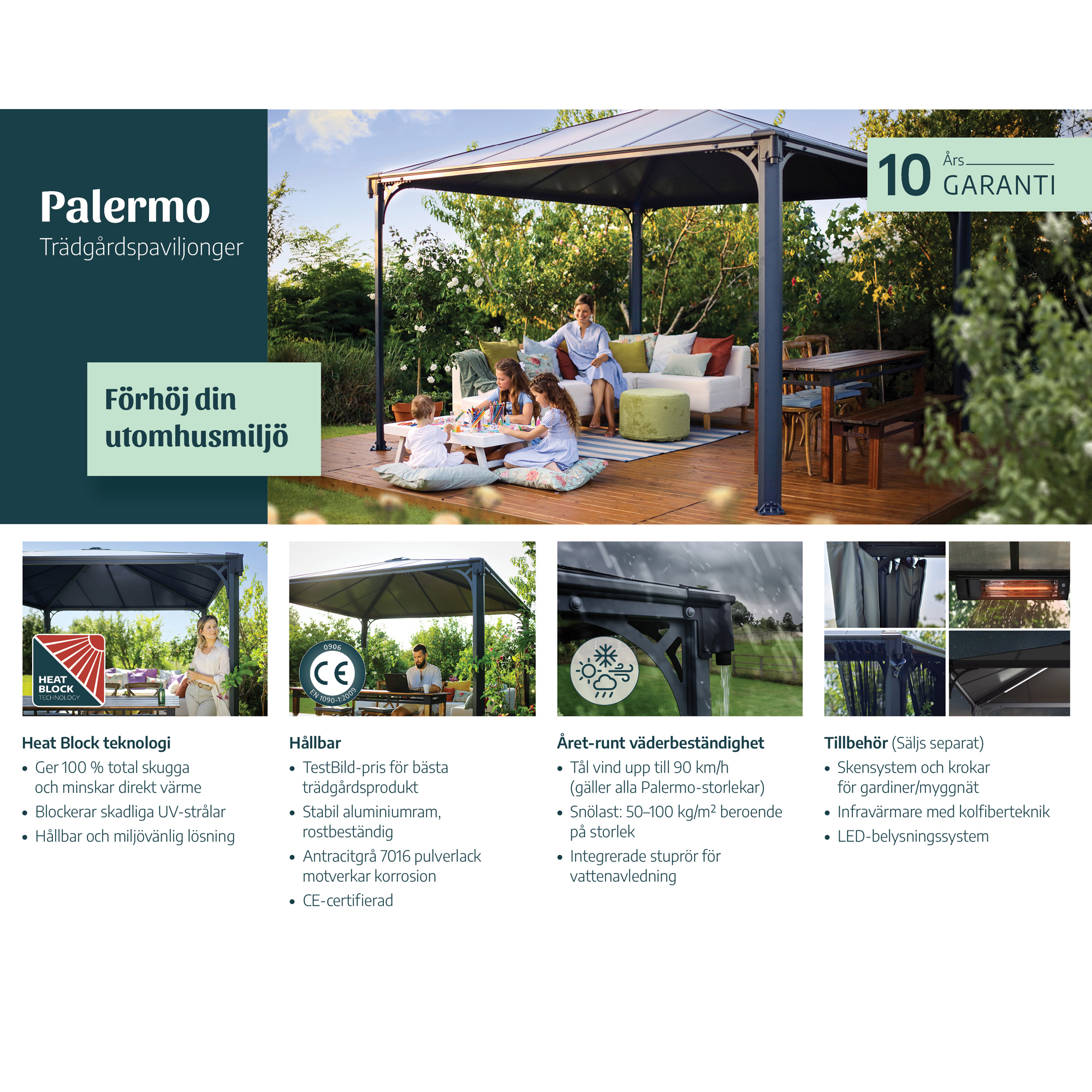 Paviljong Canopia by Palram Milano med Stabil Aluminiumprofil och Polykarbonattak