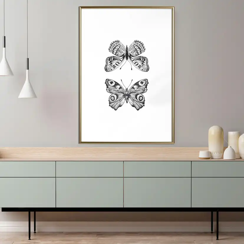 Poster Artgeist Affisch Two Butterflies