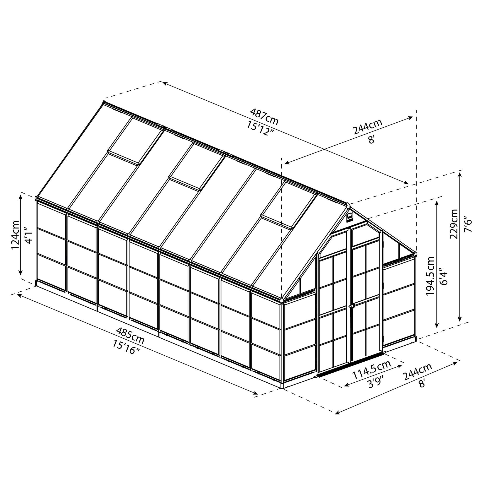 Canopia Cristalwall växthus 11.9 m² Grå Grå