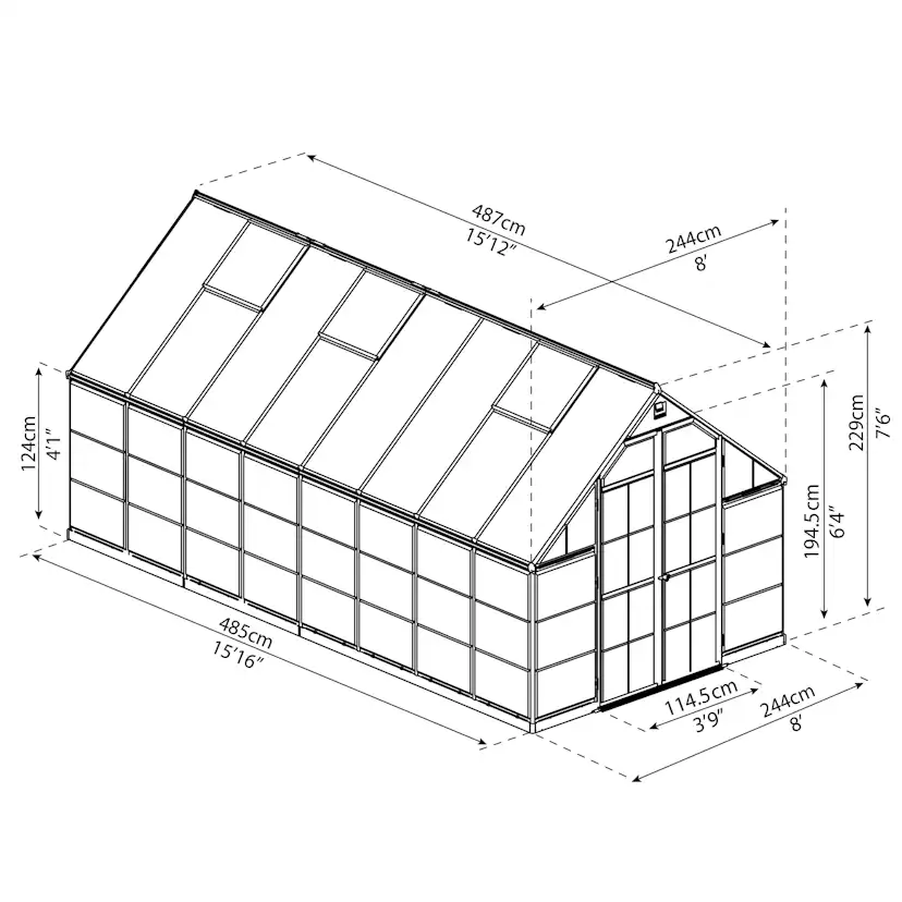 Canopia Cristalwall växthus 11.9 m² Grå Grå