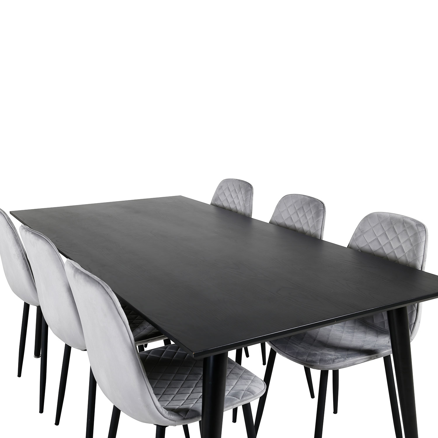 Dipp Dining Table - 180*90cm - Black Veneer / all black legs Mörkgrå