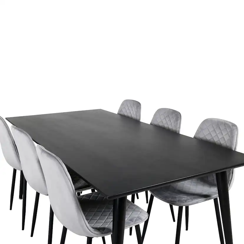 Dipp Dining Table - 180*90cm - Black Veneer / all black legs Mörkgrå