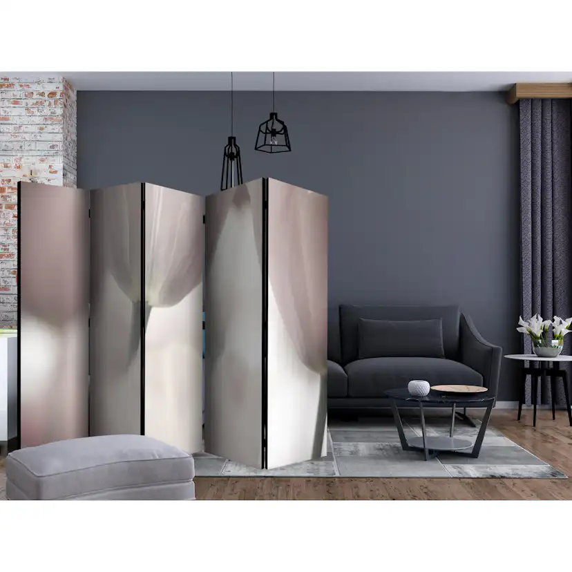 Rumsavdelare Skärmvägg Arkiio Tulips Fine Art Black and White II Grå 225x172 cm