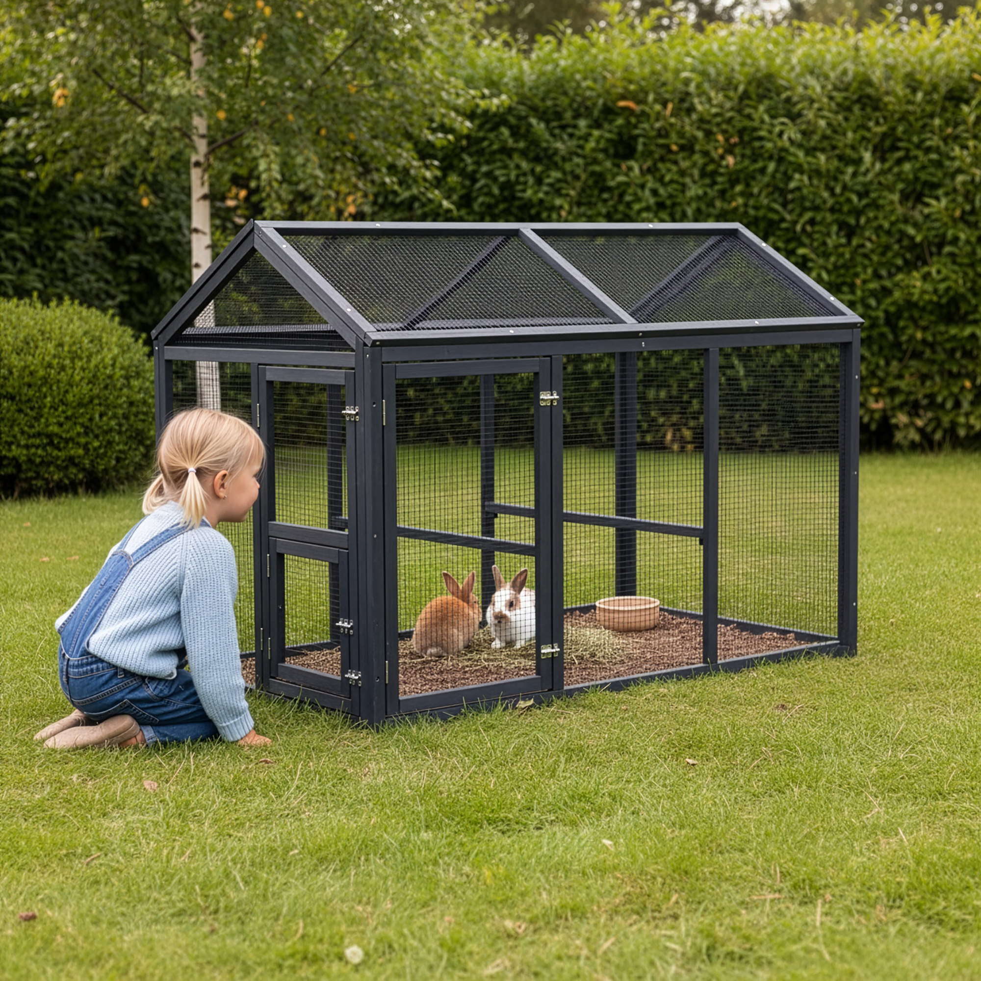 Kaninbur Hortus Svart 140 x 85 x 108 cm